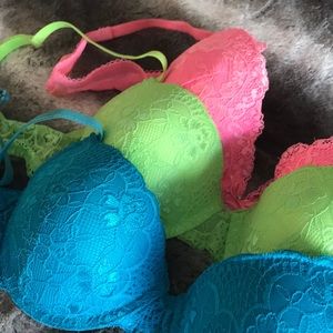 3 pack bundle colorful neon bras